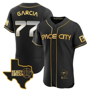 Luis Garcia Men's Houston Astros Authentic 2023 Space City Ready 2 Reign Flex Base Jersey - Black/Gold