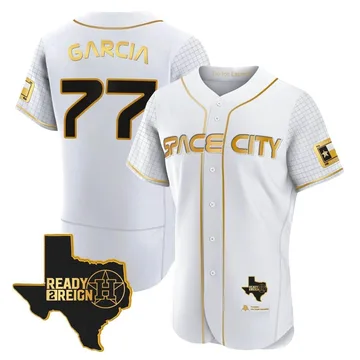 Luis Garcia Men's Houston Astros Authentic 2023 Space City Ready 2 Reign Flex Base Jersey - White/Gold