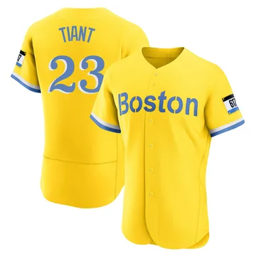 Luis Tiant Men's Boston Red Sox Authentic Blue 2021 City Connect Jersey - Gold/Light