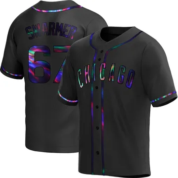 Matt Swarmer Men's Chicago Cubs Replica Alternate Jersey - Black Holographic