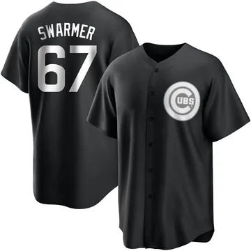 Matt Swarmer Men's Chicago Cubs Replica Jersey - Black/White