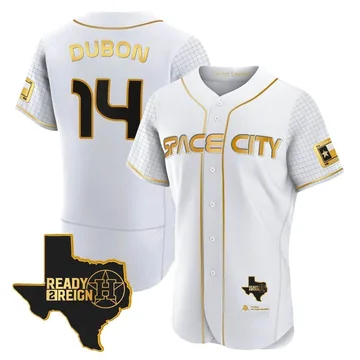 Mauricio Dubon Men's Houston Astros Authentic 2023 Space City Ready 2 Reign Flex Base Jersey - White/Gold