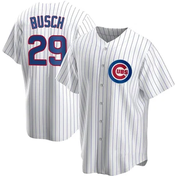 Michael Busch Men's Chicago Cubs Replica Home Jersey - White