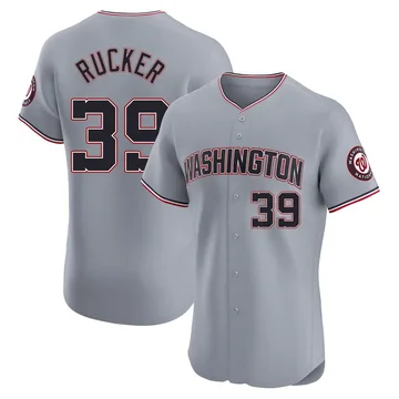 Michael Rucker Men's Washington Nationals Elite Road Jersey - Gray