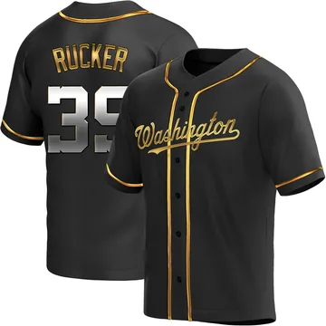 Michael Rucker Men's Washington Nationals Replica Alternate Jersey - Black Golden