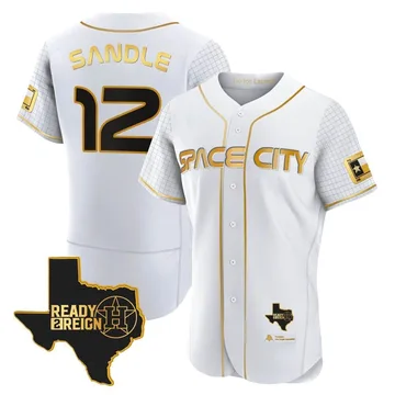 Michael Sandle Men's Houston Astros Authentic 2023 Space City Ready 2 Reign Flex Base Jersey - White/Gold