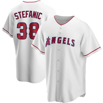 Michael Stefanic Men's Los Angeles Angels Replica Home Jersey - White