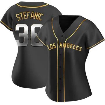 Michael Stefanic Women's Los Angeles Angels Replica Alternate Jersey - Black Golden