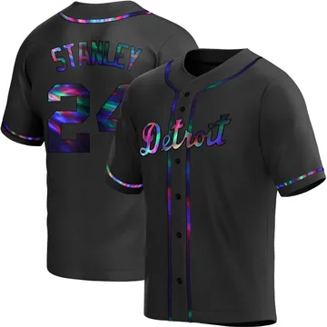 Mickey Stanley Men's Detroit Tigers Replica Alternate Jersey - Black Holographic