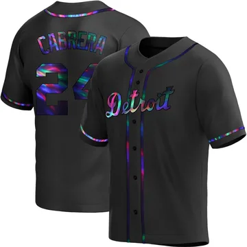 Miguel Cabrera Youth Detroit Tigers Replica Alternate Jersey - Black Holographic