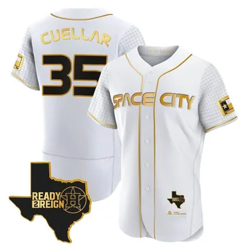 Mike Cuellar Men's Houston Astros Authentic 2023 Space City Ready 2 Reign Flex Base Jersey - White/Gold