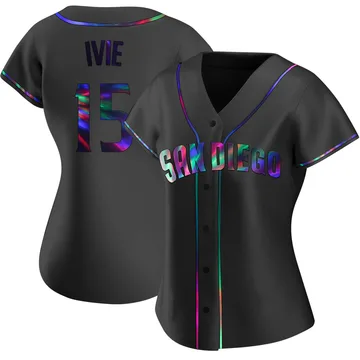 Mike Ivie Women's San Diego Padres Replica Alternate Jersey - Black Holographic