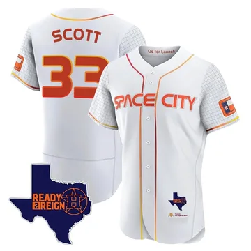 Mike Scott Men's Houston Astros Authentic 2023 Space City Ready 2 Reign Flex Base Jersey - White