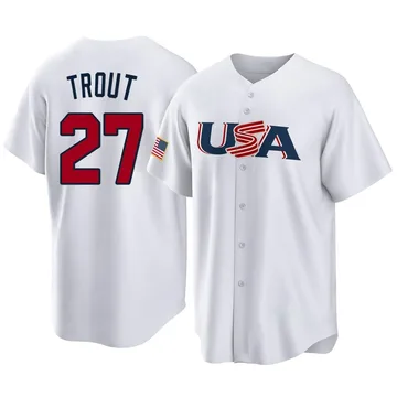 Mike Trout Men's Los Angeles Angels Replica USA Baseball 2023 World Baseball Classic Jersey - White