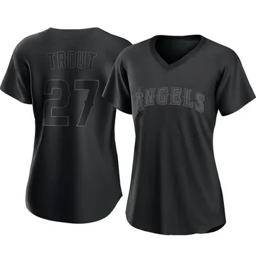 Mike Trout Women's Los Angeles Angels Authentic Pitch Fashion Jersey - Black