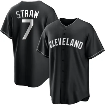 Myles Straw Men's Cleveland Guardians Replica Jersey - Black/White