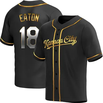 Nate Eaton Men's Kansas City Royals Replica Alternate Jersey - Black Golden