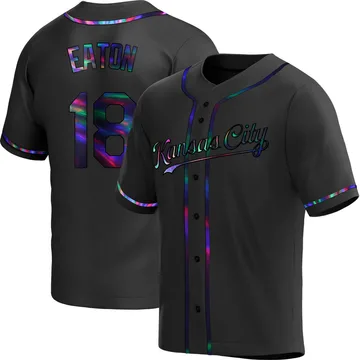 Nate Eaton Men's Kansas City Royals Replica Alternate Jersey - Black Holographic