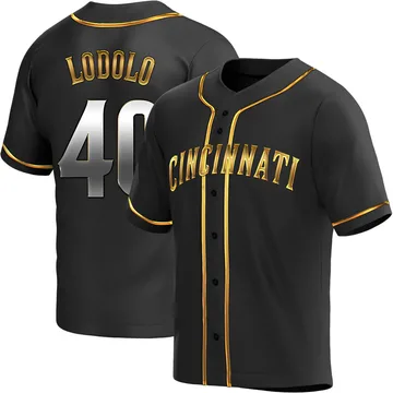 Nick Lodolo Men's Cincinnati Reds Replica Alternate Jersey - Black Golden