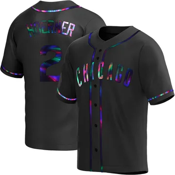 Nico Hoerner Men's Chicago Cubs Replica Alternate Jersey - Black Holographic