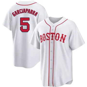 Nomar Garciaparra Men's Boston Red Sox Replica 2021 Patriots' Day Jersey - White