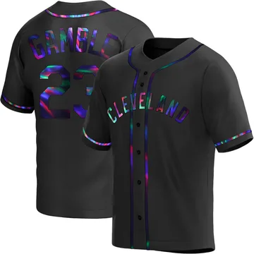 Oscar Gamble Men's Cleveland Guardians Replica Alternate Jersey - Black Holographic