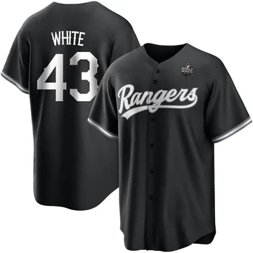 Owen White Men's Texas Rangers Replica Black 2023 World Series Jersey - White