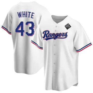 Owen White Men's Texas Rangers Replica Home 2023 World Series Jersey - White