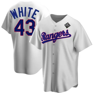 Owen White Youth Texas Rangers Replica Home Cooperstown Collection 2023 World Series Jersey - White