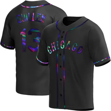 Ozzie Guillen Men's Chicago White Sox Replica Alternate Jersey - Black Holographic