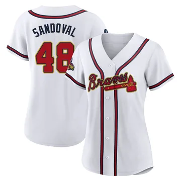 Pablo Sandoval Women's Atlanta Braves Authentic White 2022 Program Jersey - Gold