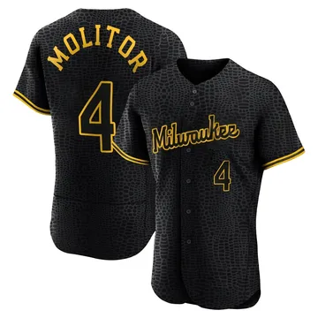 Paul Molitor Men's Milwaukee Brewers Authentic Snake Skin City Jersey - Black