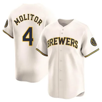 Paul Molitor Men's Milwaukee Brewers Limited Home Jersey - Cream