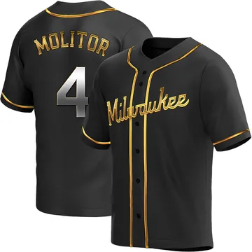 Paul Molitor Men's Milwaukee Brewers Replica Alternate Jersey - Black Golden