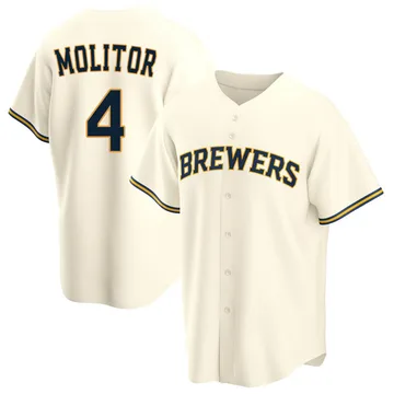 Paul Molitor Men's Milwaukee Brewers Replica Home Jersey - Cream