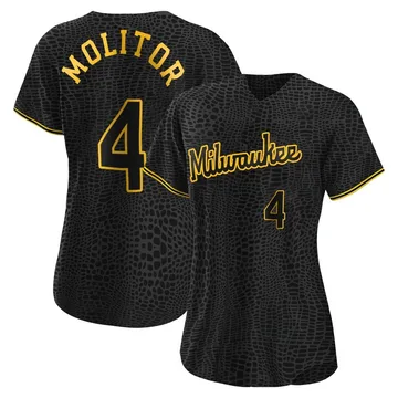 Paul Molitor Women's Milwaukee Brewers Authentic Snake Skin City Jersey - Black