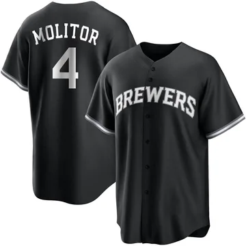 Paul Molitor Youth Milwaukee Brewers Replica Jersey - Black/White