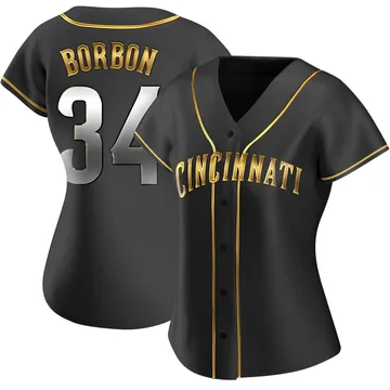 Pedro Borbon Women's Cincinnati Reds Replica Alternate Jersey - Black Golden