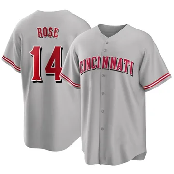 Pete Rose Men's Cincinnati Reds Replica Road Jersey - Gray