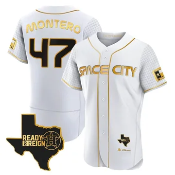 Rafael Montero Men's Houston Astros Authentic 2023 Space City Ready 2 Reign Flex Base Jersey - White/Gold