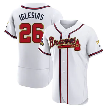 Raisel Iglesias Men's Atlanta Braves Authentic White 2022 Program Jersey - Gold