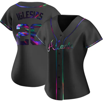 Raisel Iglesias Women's Atlanta Braves Replica Alternate Jersey - Black Holographic