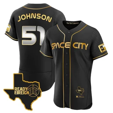 Randy Johnson Men's Houston Astros Authentic 2023 Space City Ready 2 Reign Flex Base Jersey - Black/Gold