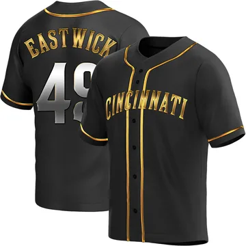 Rawly Eastwick Men's Cincinnati Reds Replica Alternate Jersey - Black Golden