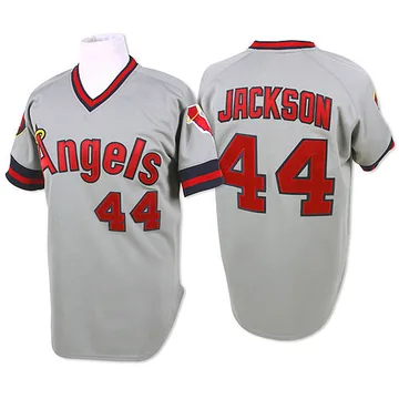 Reggie Jackson Men's Los Angeles Angels Authentic Throwback Jersey - Grey