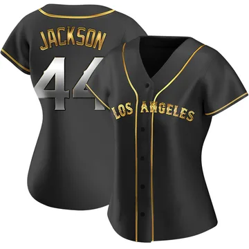 Reggie Jackson Women's Los Angeles Angels Replica Alternate Jersey - Black Golden