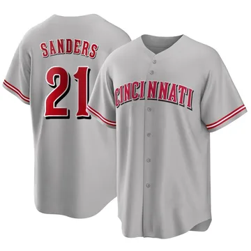 Reggie Sanders Men's Cincinnati Reds Replica Road Jersey - Gray