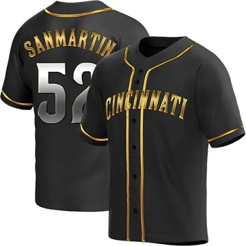 Reiver Sanmartin Men's Cincinnati Reds Replica Alternate Jersey - Black Golden