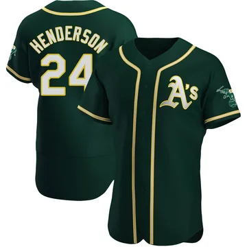 Rickey Henderson Men's Oakland Athletics Authentic Alternate Jersey - Green