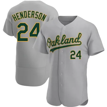 Rickey Henderson Men's Oakland Athletics Authentic Road Jersey - Gray